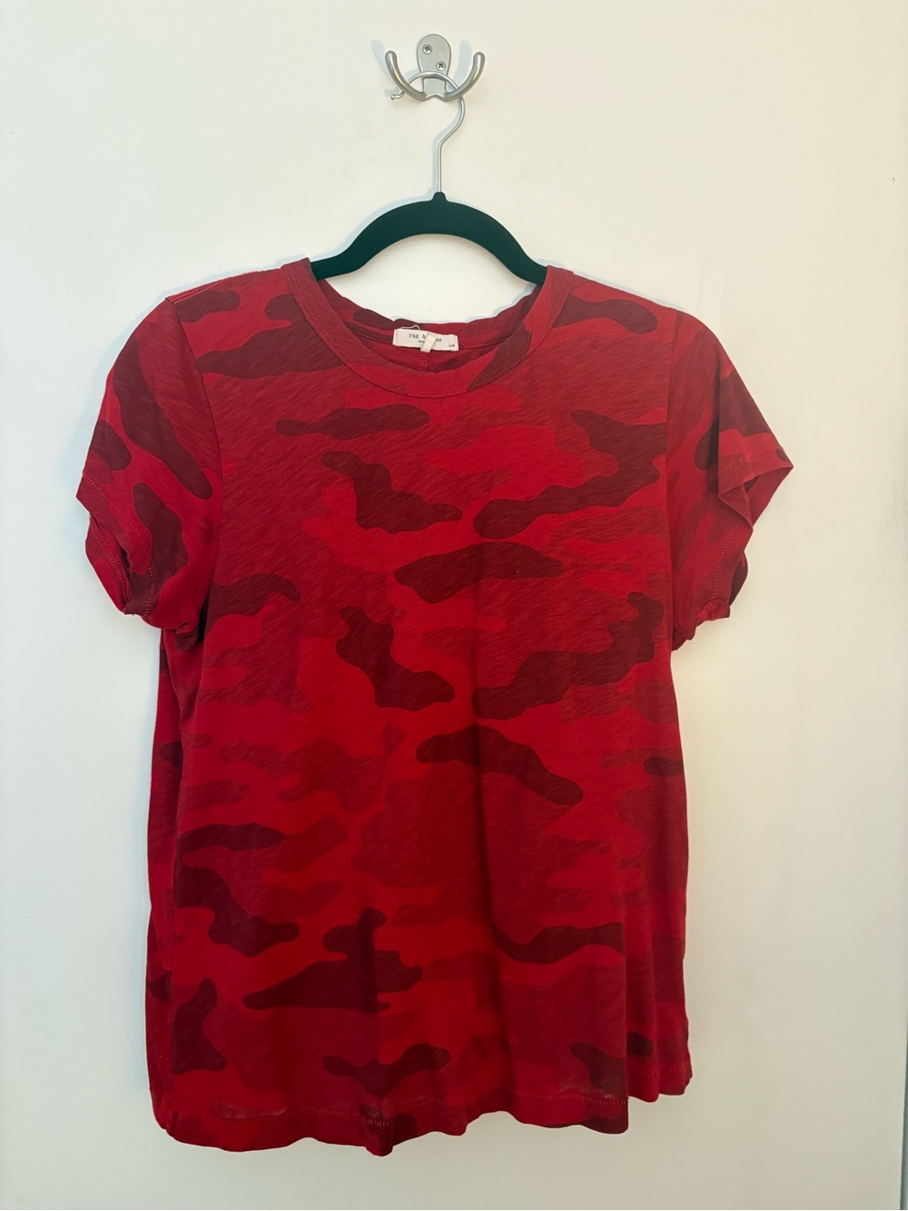 rag & bone Red Camouflage Short Sleeve Tee